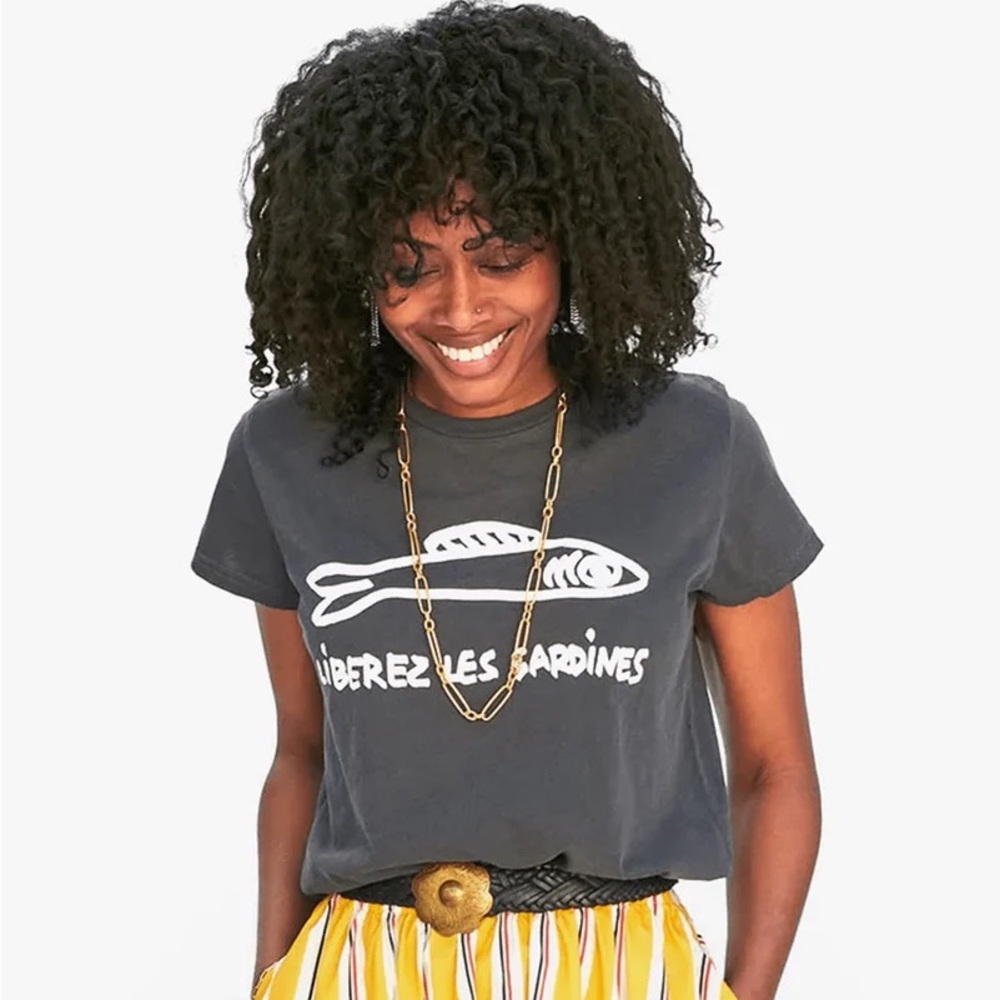 Clare V. Classic tee graphic sardines